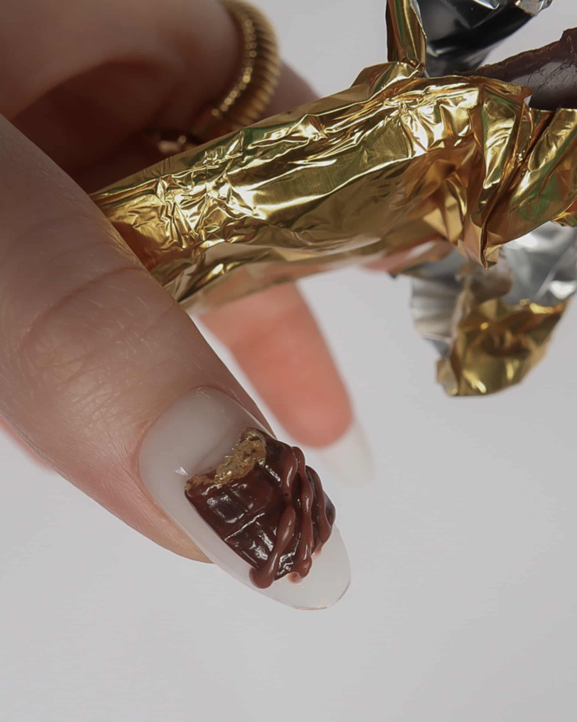 Chocolate 3D nails. Reusable nail extensions. 