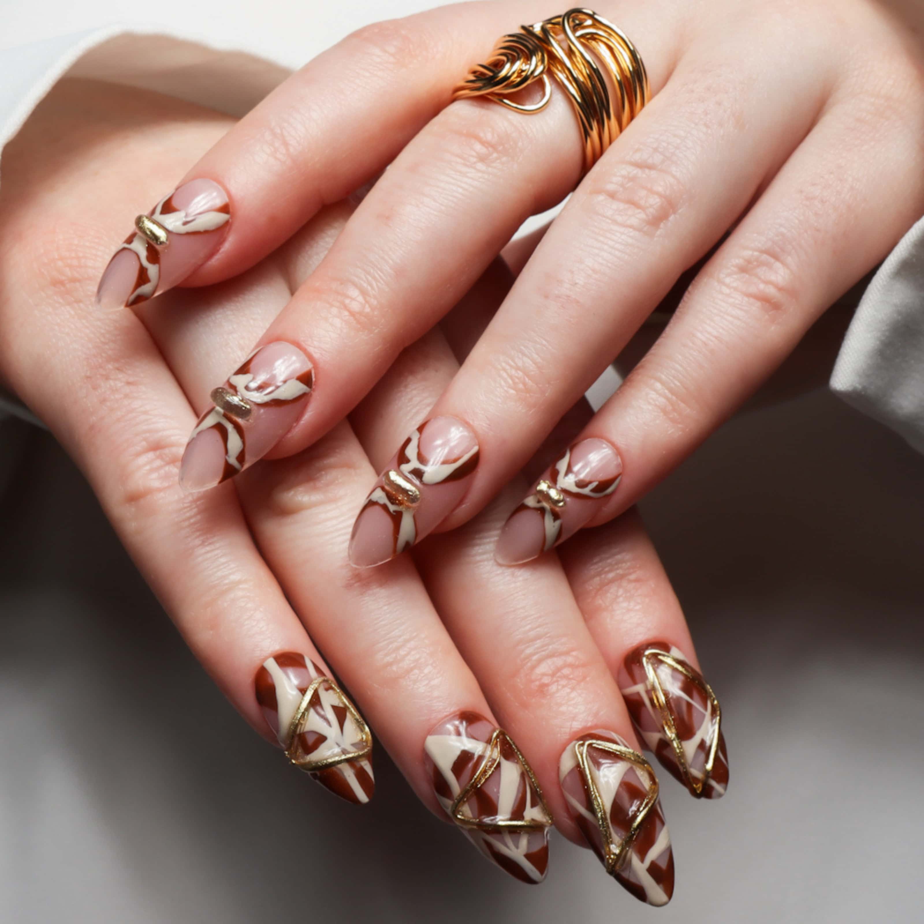 Mid west nails. Long almond nails. Reusable nail extensions. 