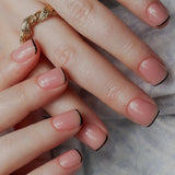 Micro black French. Extra short nails. Reusable nail extensions. Micro French nails. 