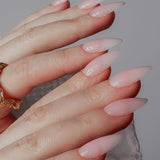 Natural French nails. Long natural pink nails. Reusable nail extensions. French nail art. 