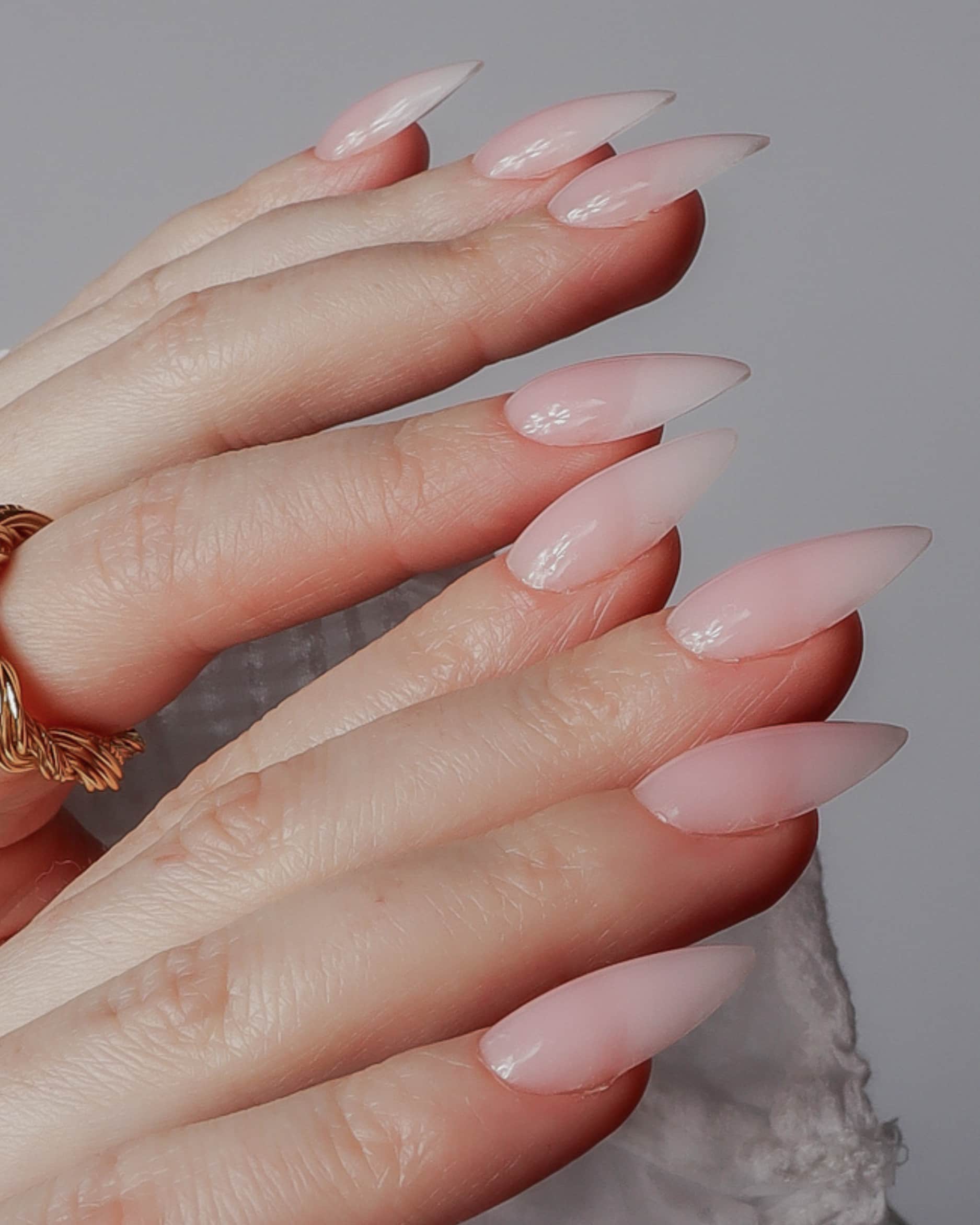 Natural French nails. Long natural pink nails. Reusable nail extensions. French nail art. 
