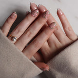Fall florals nail art. Mismatched manicure. Reusable nail extensions. 