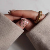 Fall florals nail art. Mismatched manicure. Reusable nail extensions. 