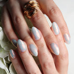 Reusable nail extensions short almond nails. Chrome nails. 