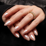 Reusable nail extensions short almond nails. Chrome nails. 