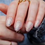 Glitter nails. Encapsulated glitter. Reusable nail extensions. 