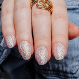 Glitter nails. Encapsulated glitter. Reusable nail extensions. 