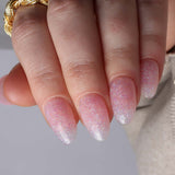 Glitter nails. Encapsulated glitter. Reusable nail extensions. 