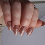 Glitter nails. Encapsulated glitter. Reusable nail extensions. 