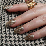 Glitter nails. Encapsulated glitter. Reusable nail extensions. 