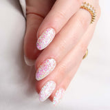 Glitter nails. Encapsulated glitter. Reusable nail extensions. 
