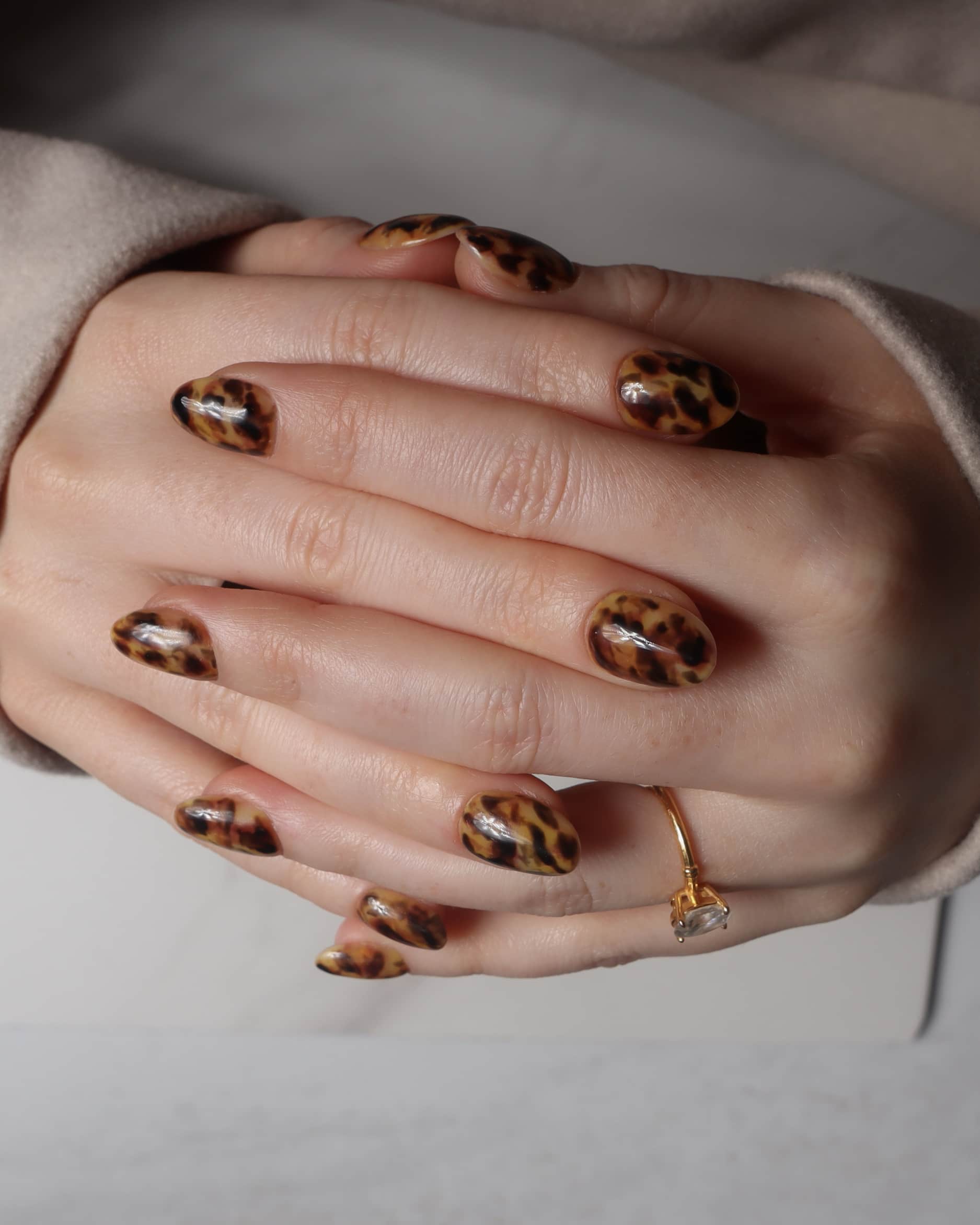 Inglass nails classic tortoiseshell nails. Tortoiseshell nail art. Fall 2025 nails. Reusable nail extensions set. 