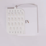 The Sizing Swatches for Inglass Nails. 19 Nail extensions swatches in gray and white background. 