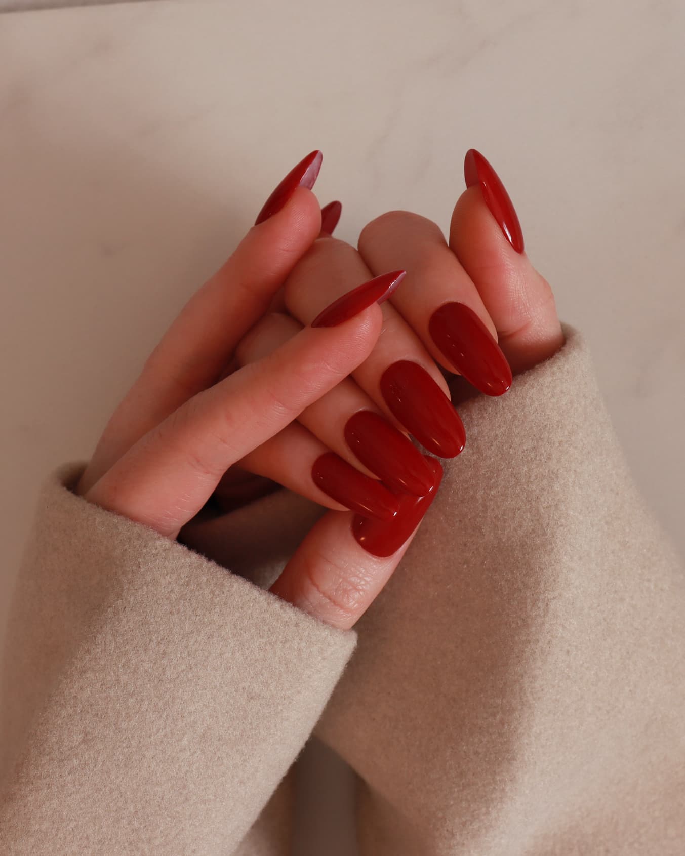 Cranberry red nails by inglass nails