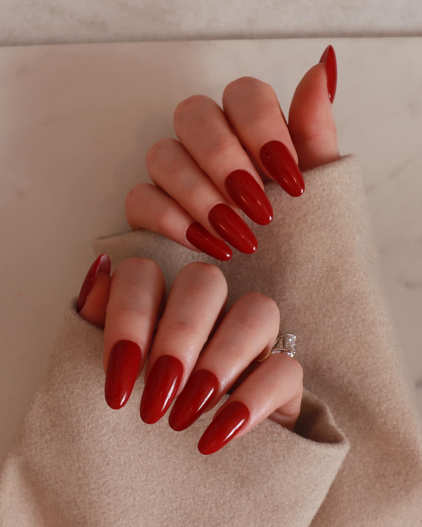 Cranberry red nails by inglass nails