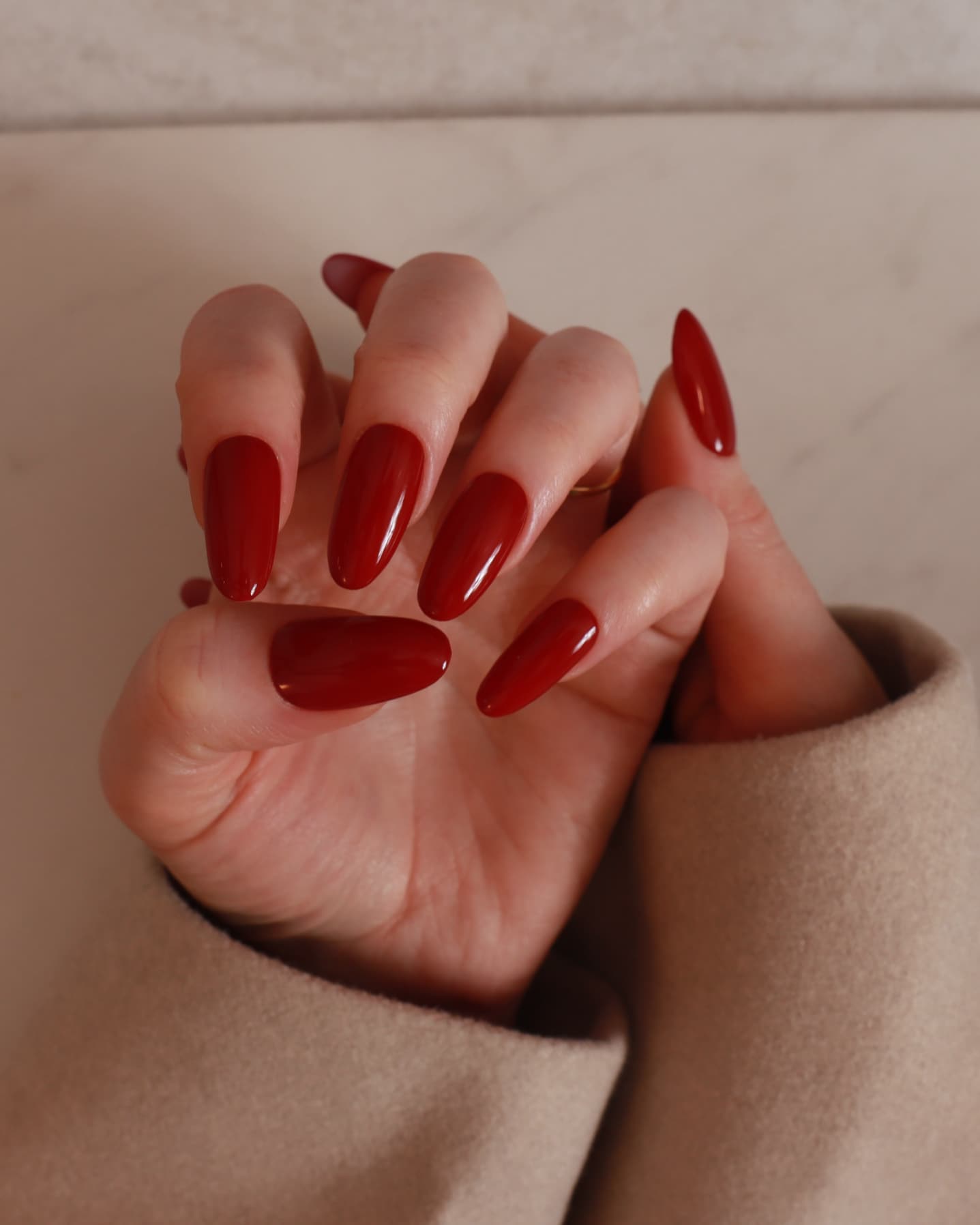 Cranberry red nails by inglass nails