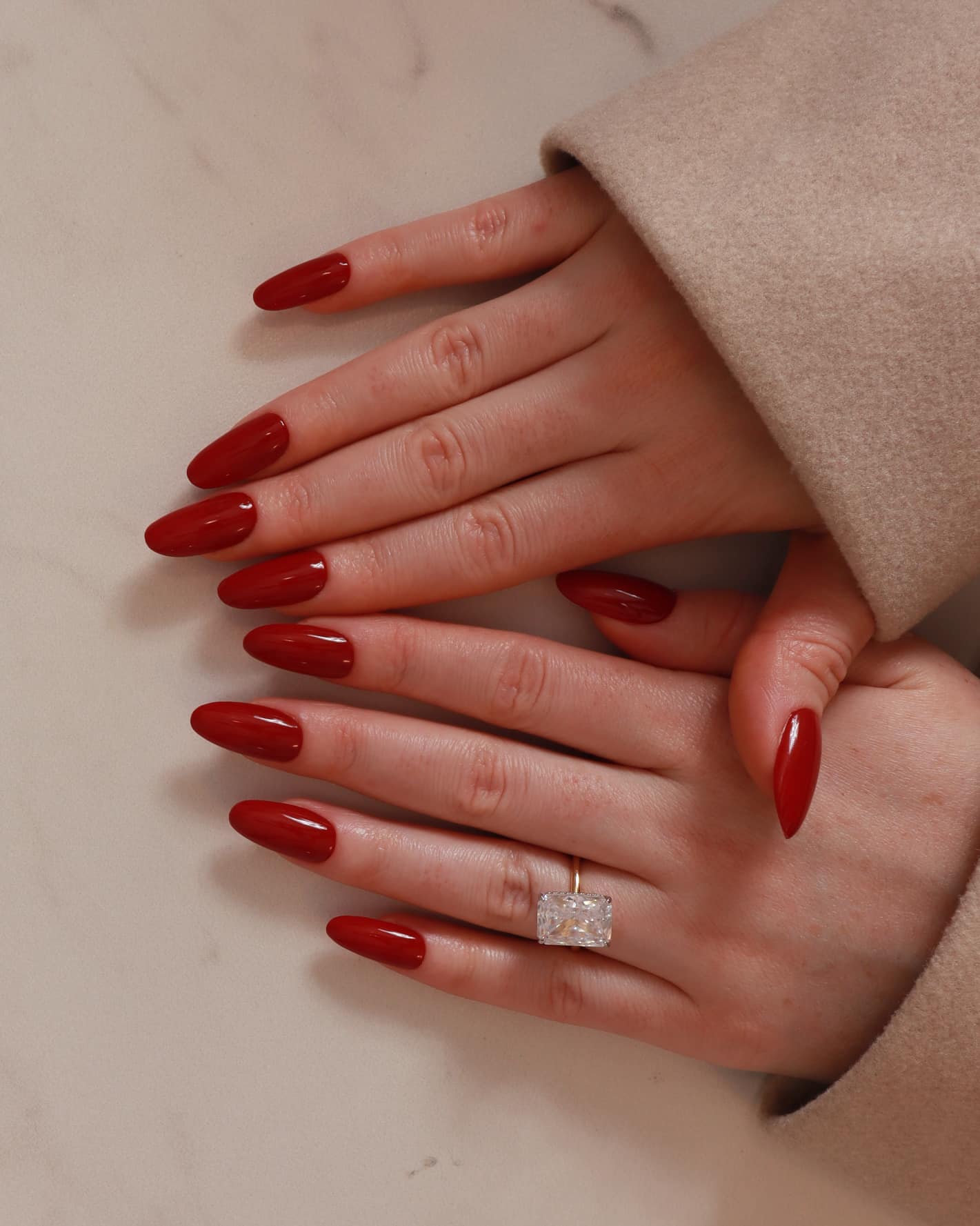 Cranberry red nails by inglass nails
