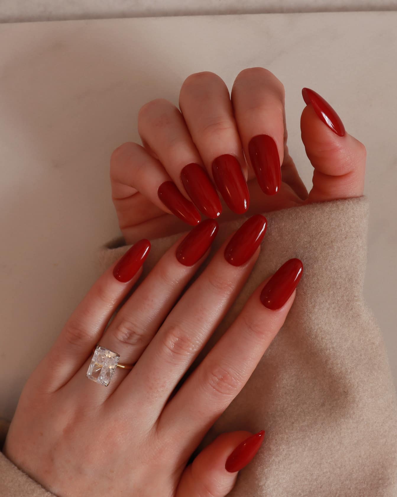 Cranberry red nails by inglass nails