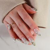 white handpainted flowers