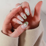 white handpainted flowers