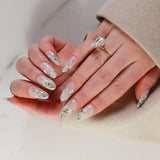 white handpainted flowers