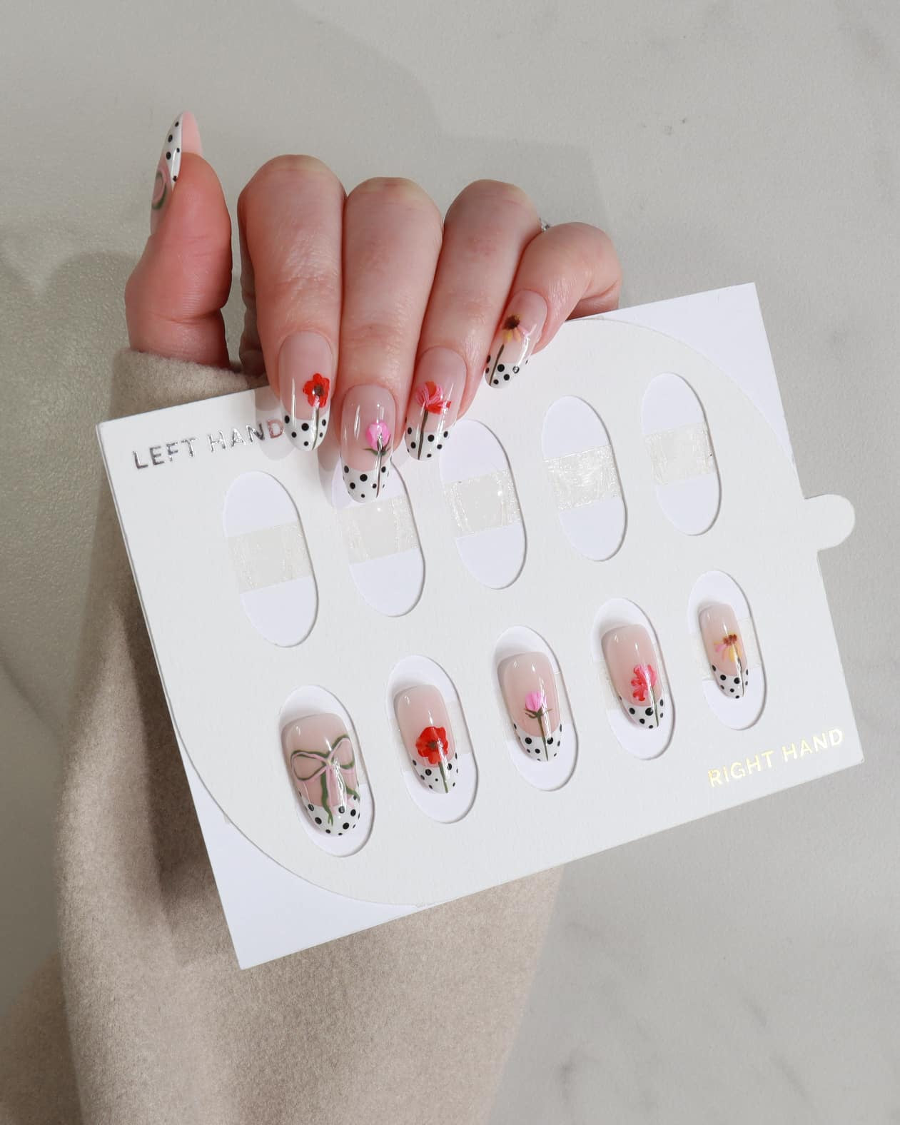 Nail art display with decorative  nails.