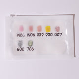 Color swatches in a white background  sealed in a bag
