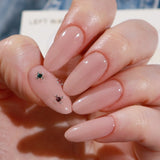 Hard gel nail extensions with crystals by inglass nails. 