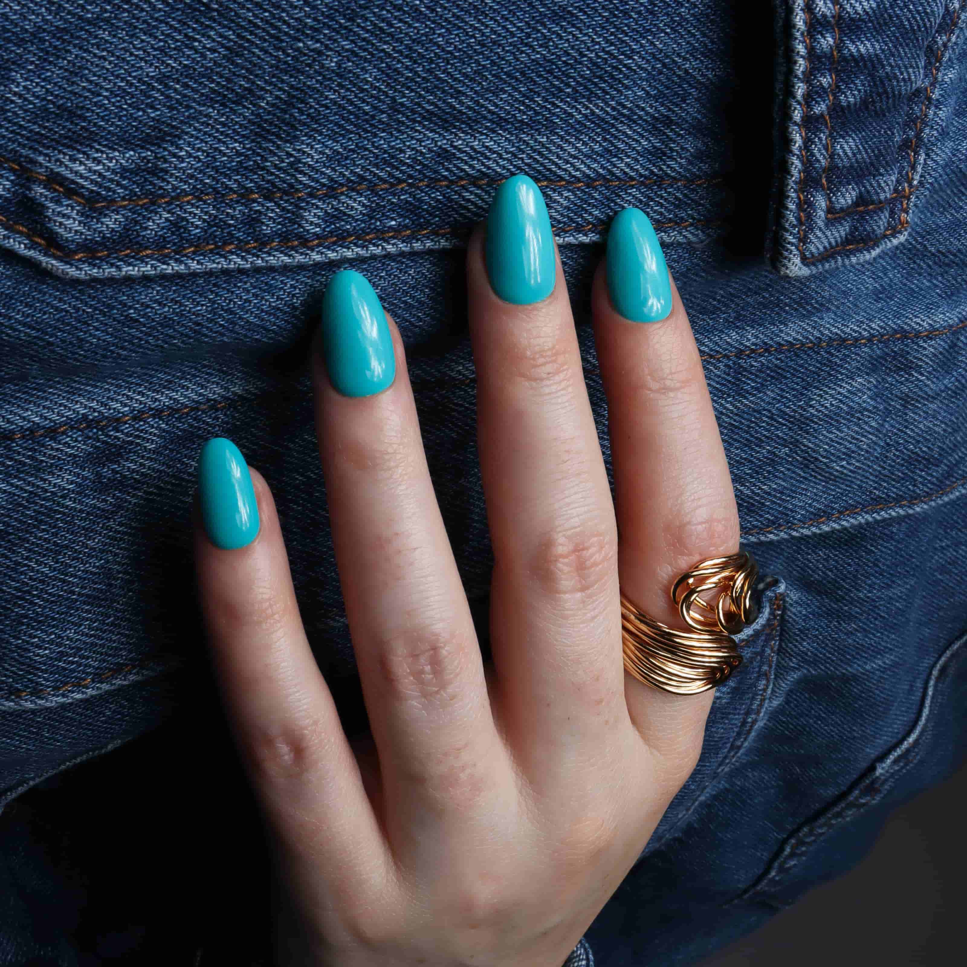Turquoise Blue Reusable Nail Extensions