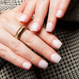 White micro French nails. Extra Short square nails. Reusable nail extensions. White on white French. 