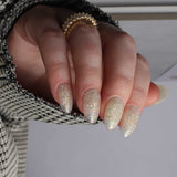 Glitter nails. Encapsulated glitter. Reusable nail extensions. 