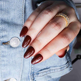 Chocolate Brown Reusable Nail Extensions.