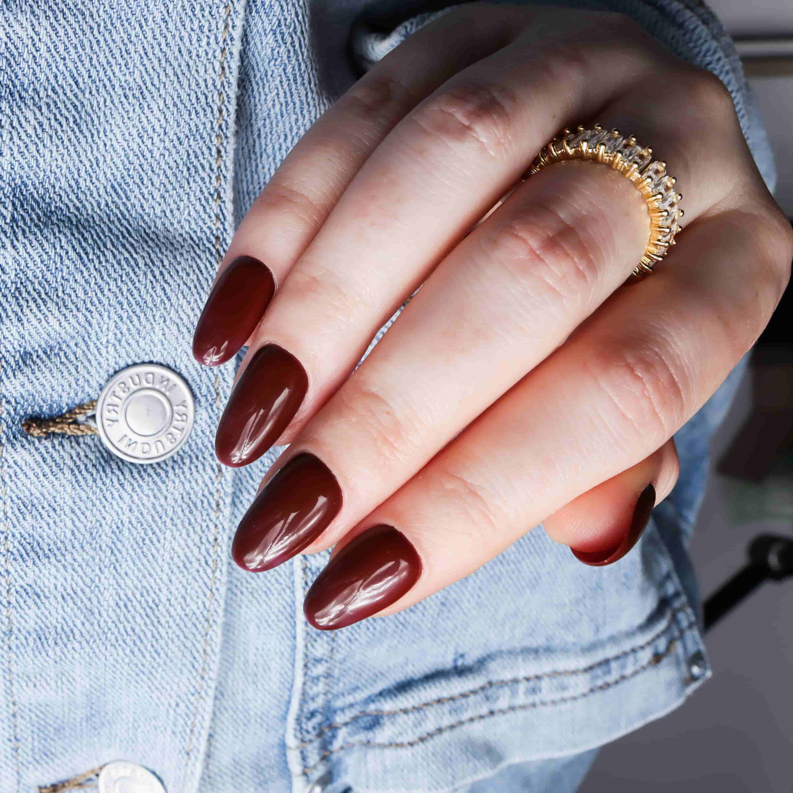 Chocolate Brown Reusable Nail Extensions.