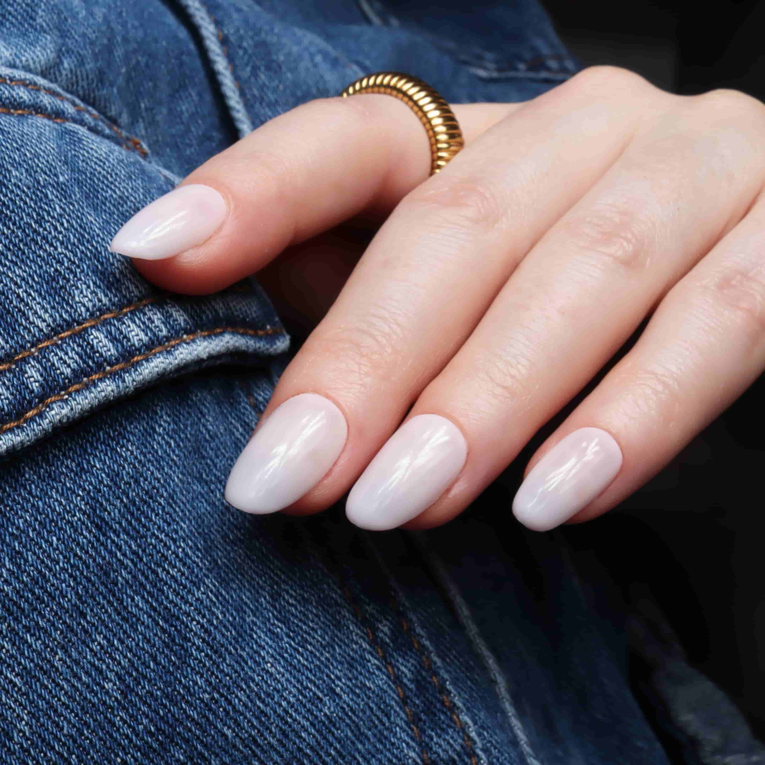 Milky Pink nails. Reusable Nail Extensions. 