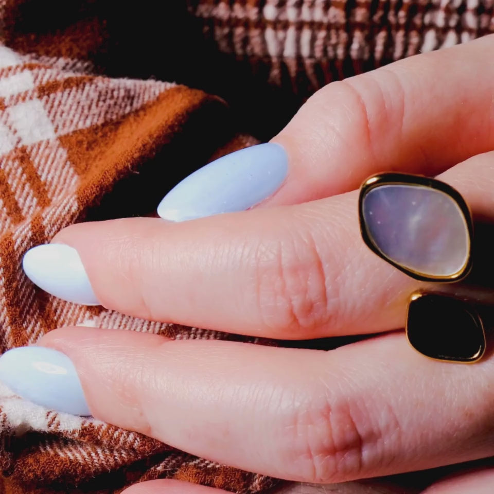Sky blue nails. Light blue nails. Baby blue nails. Reusable nail extensions. 