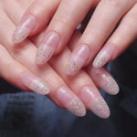 Milky bath encapsulated flowers reusable nail extensions 