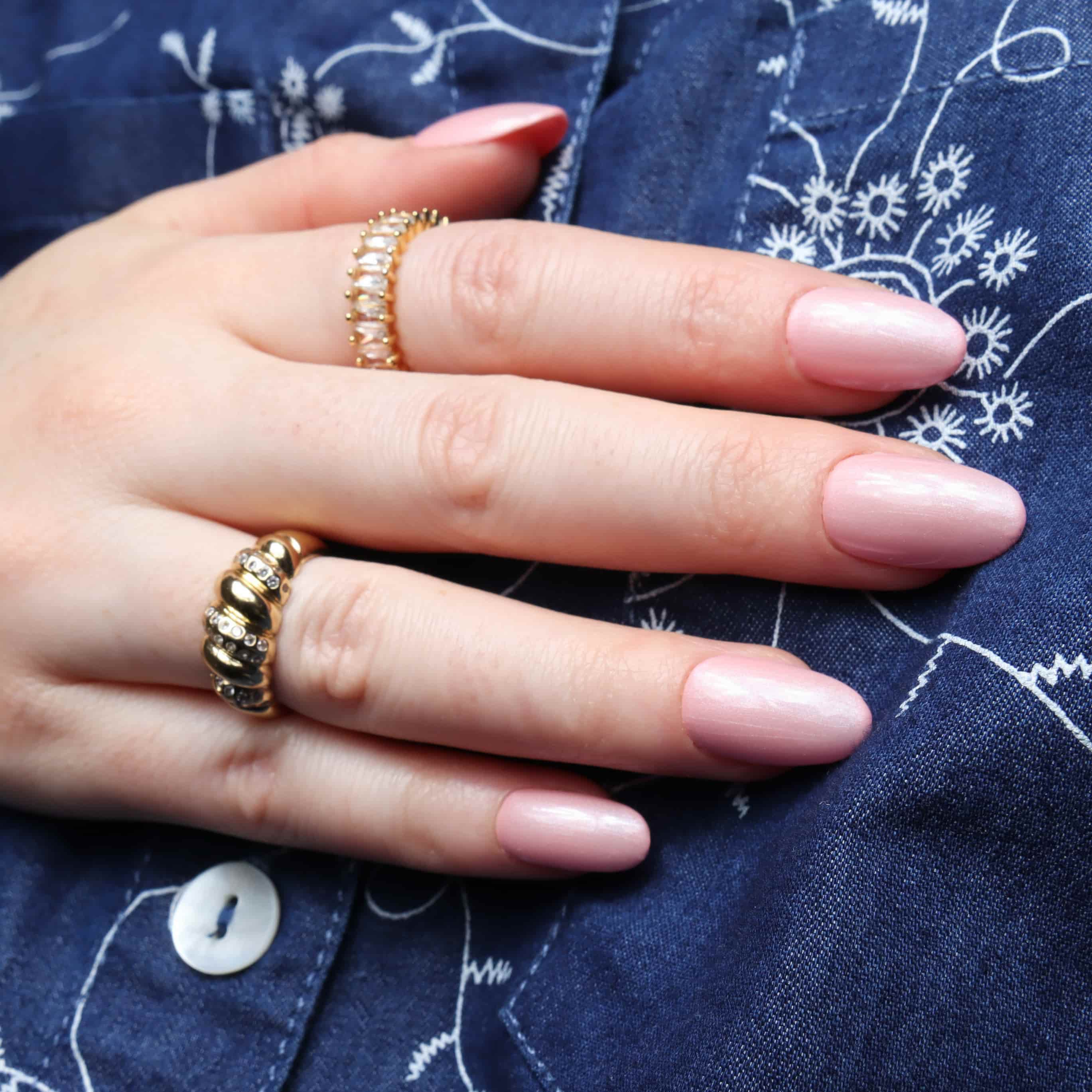 Satin pink nails. Reusable nail extensions. 