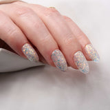 Glitter nails. Encapsulated glitter. Reusable nail extensions. 