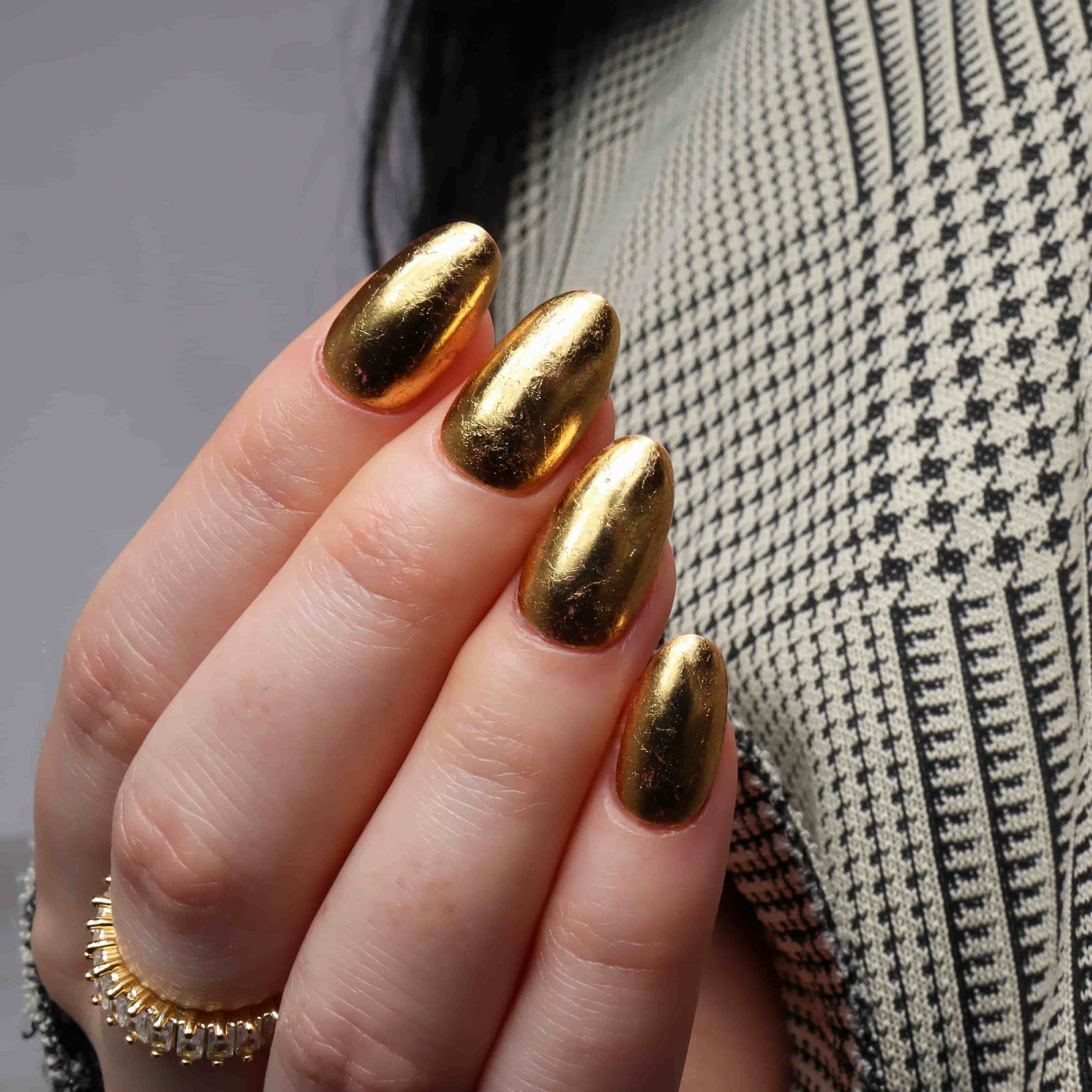 Vintage Gold Mirror Nails. Reusable Nail Extensions. 